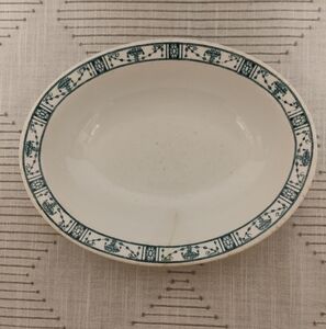 Vintage Iroquois Georgian China Restaurant Ware White and Blue Oval Serving Dish